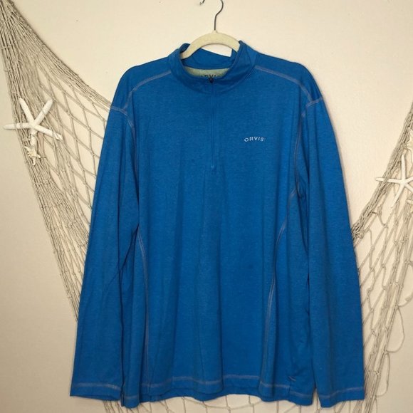 ORVIS Classic Collection Sandy Point Quarter Zip Pullover Turquoise XL - Picture 1 of 10